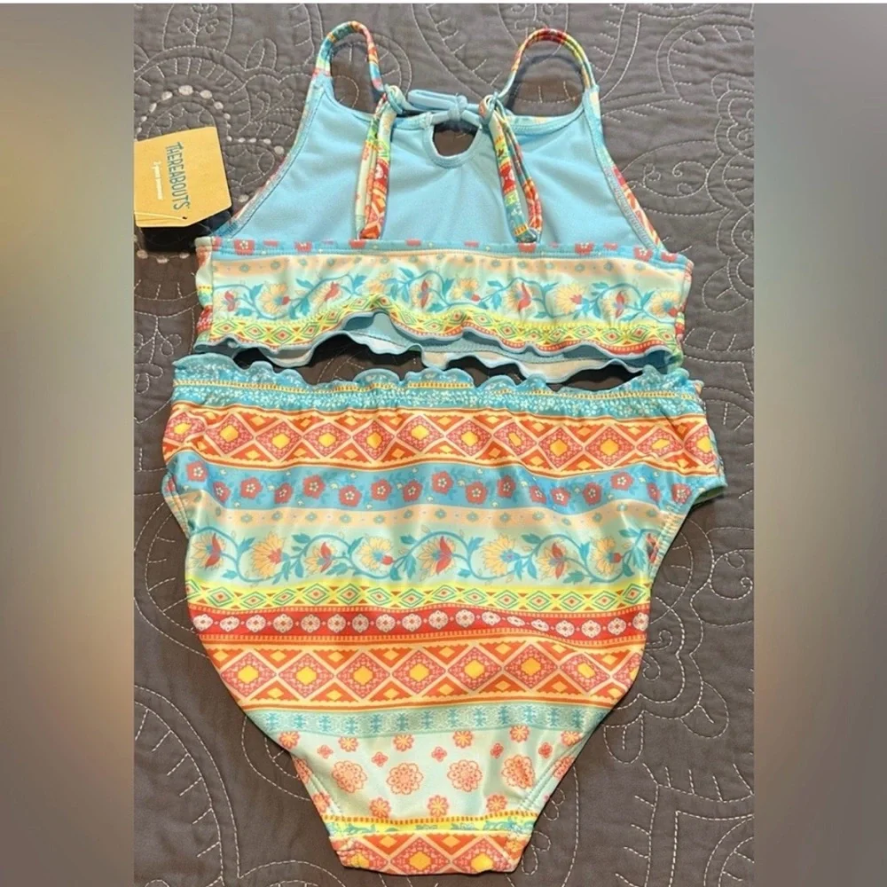 Thereabouts Girls Floral Stripe 2 Piece Bikini Set NWT Size XXS 4/5